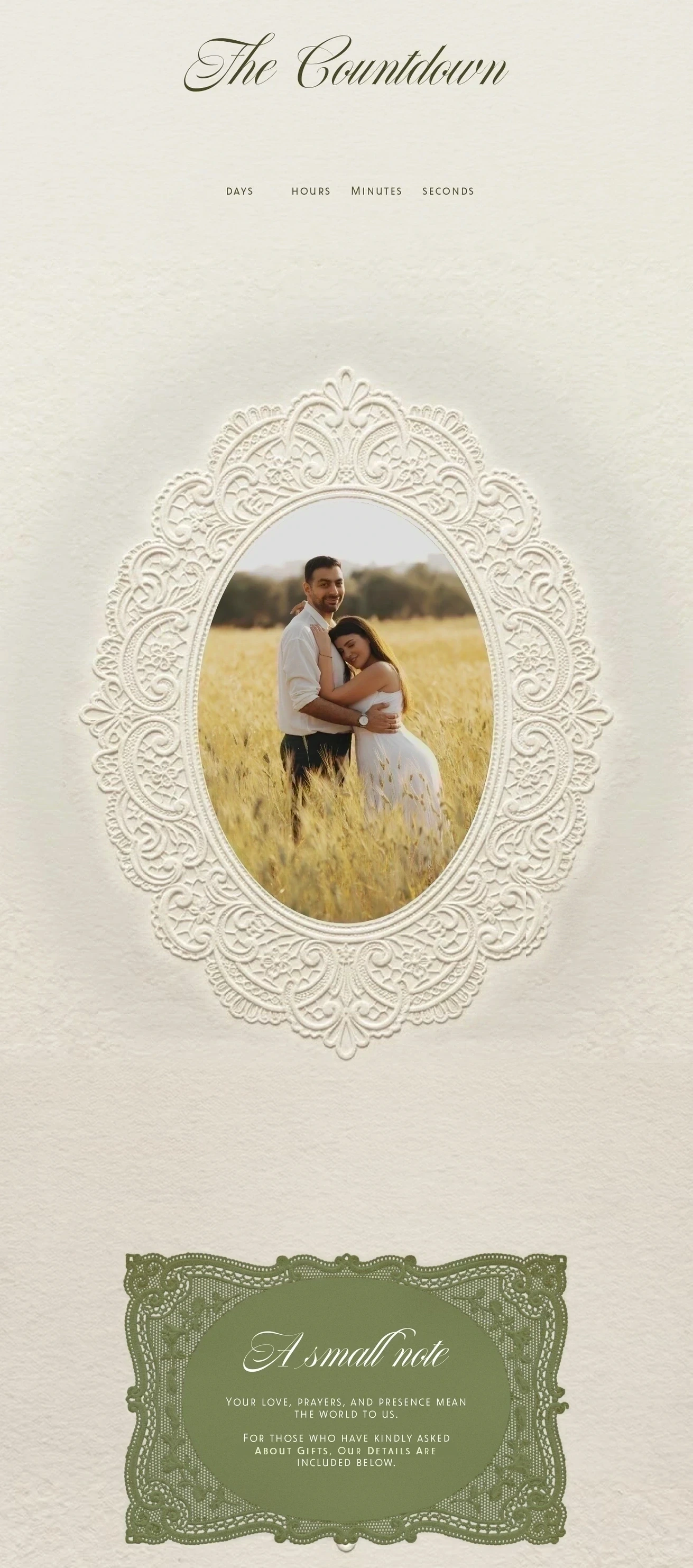 Julien and Nadine's wedding invitation. Wedding ceremony at Saint George Church, Achrafieh, Beirut at 5:00 PM, followed by the wedding venue at La Cabanne, Bzebdine, Mtein, Maten at 7:00 PM on August 15, 2026.